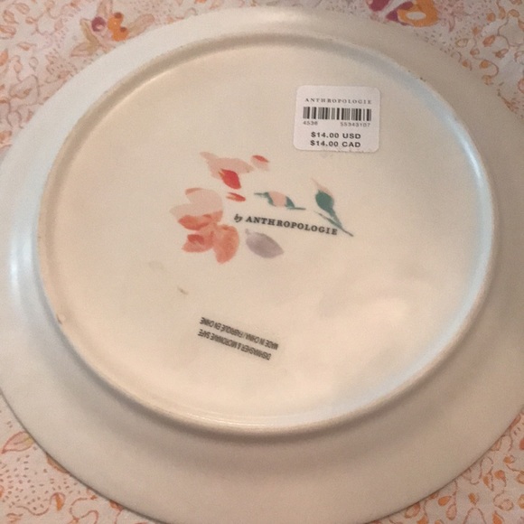 “Anthropologie” 8 inch plate “ Bloom ” NWT,  Floral, feminine, watercolor style - Picture 3 of 6